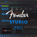 Fender Studio Pro DAW software interface shown on screen with mixing tracks and audio controls.