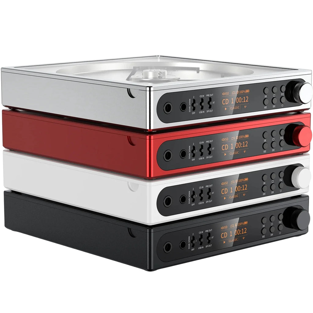 FiiO DM15 R2R portable CD player in silver, front view