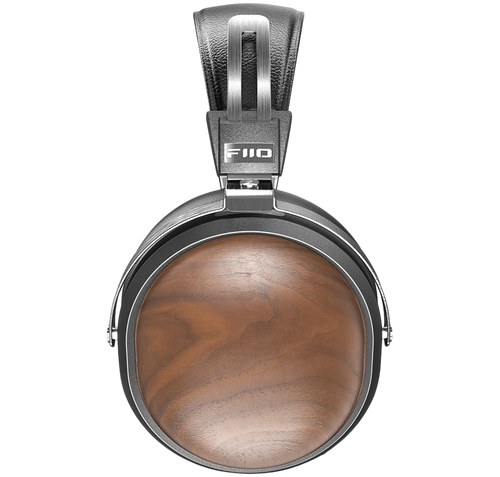 FiiO FT1 closed-back over-ear headphones with walnut wood cups, in black