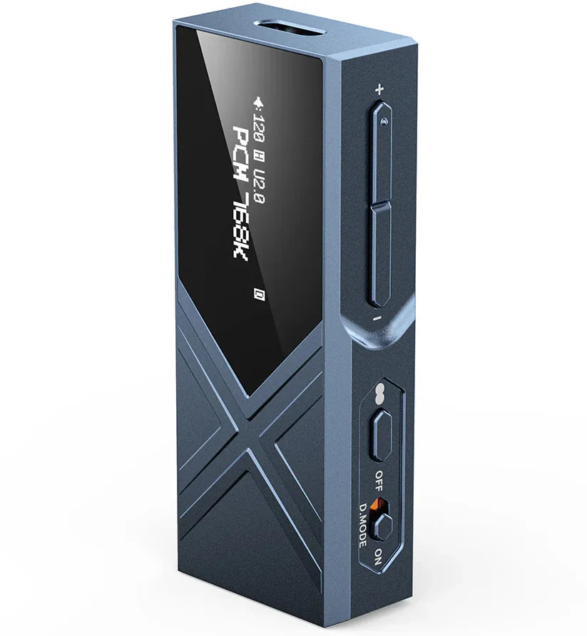 FiiO KA17 headphone amp / DAC, front angle showing display and controls