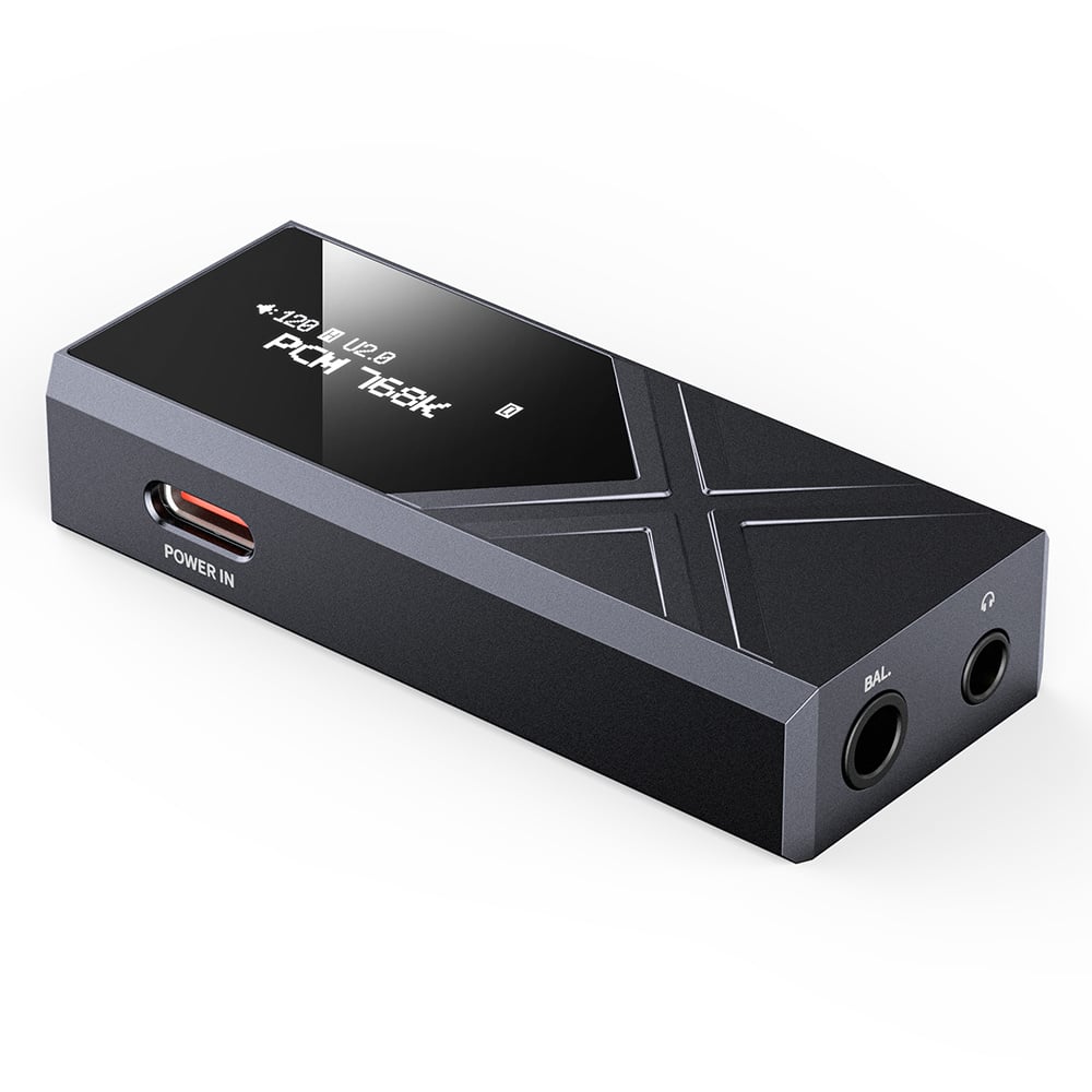 FiiO KA17 headphone amp / DAC, view of headphone output ports