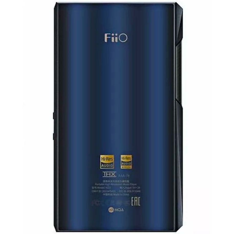 FiiO M23 portable music player with sleek black design and touchscreen display, showcasing its compact and modern build.