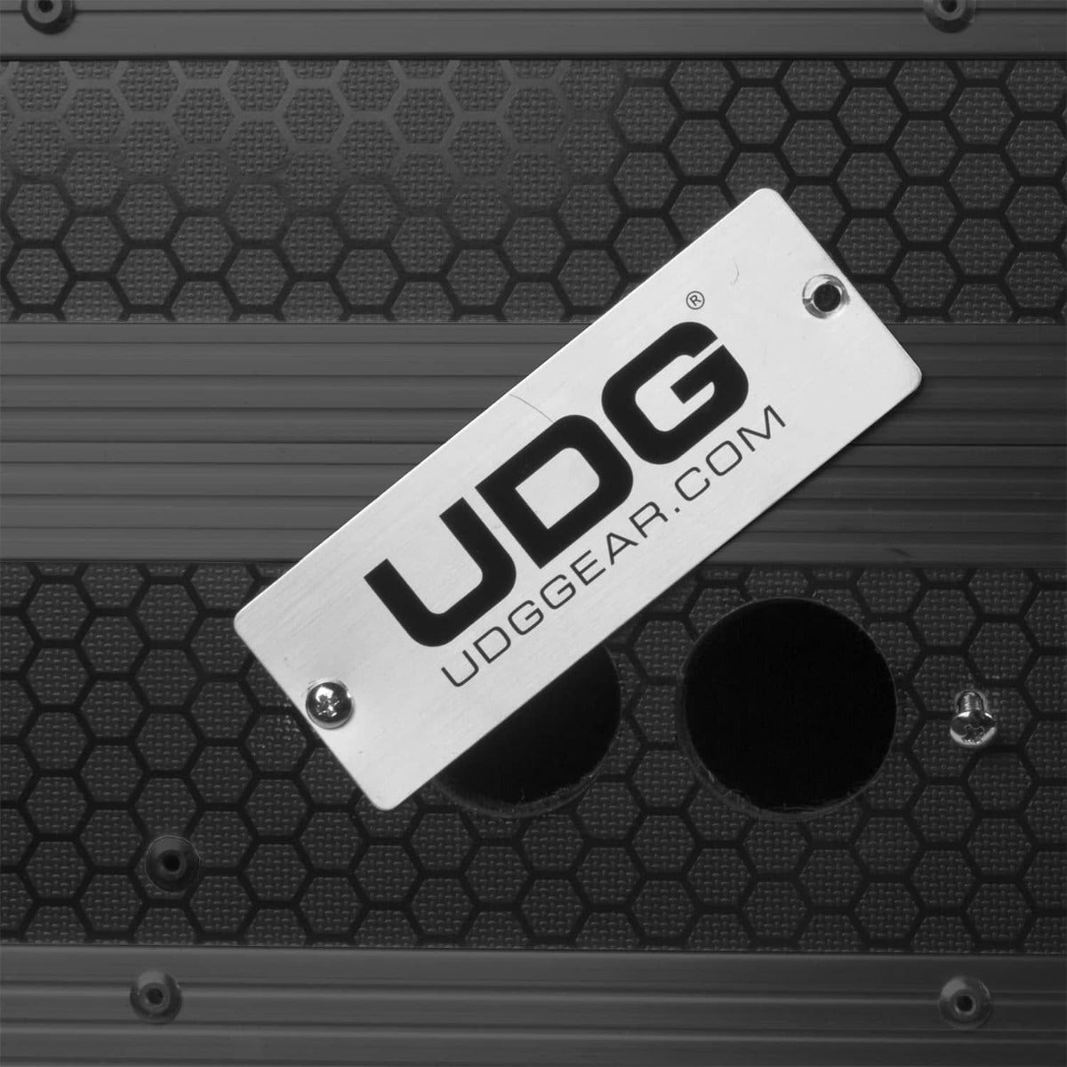 UDG Ultimate Flight Case for Pioneer XDJ-RX3 in black with wheels, featuring a logo plate and sturdy protective design.