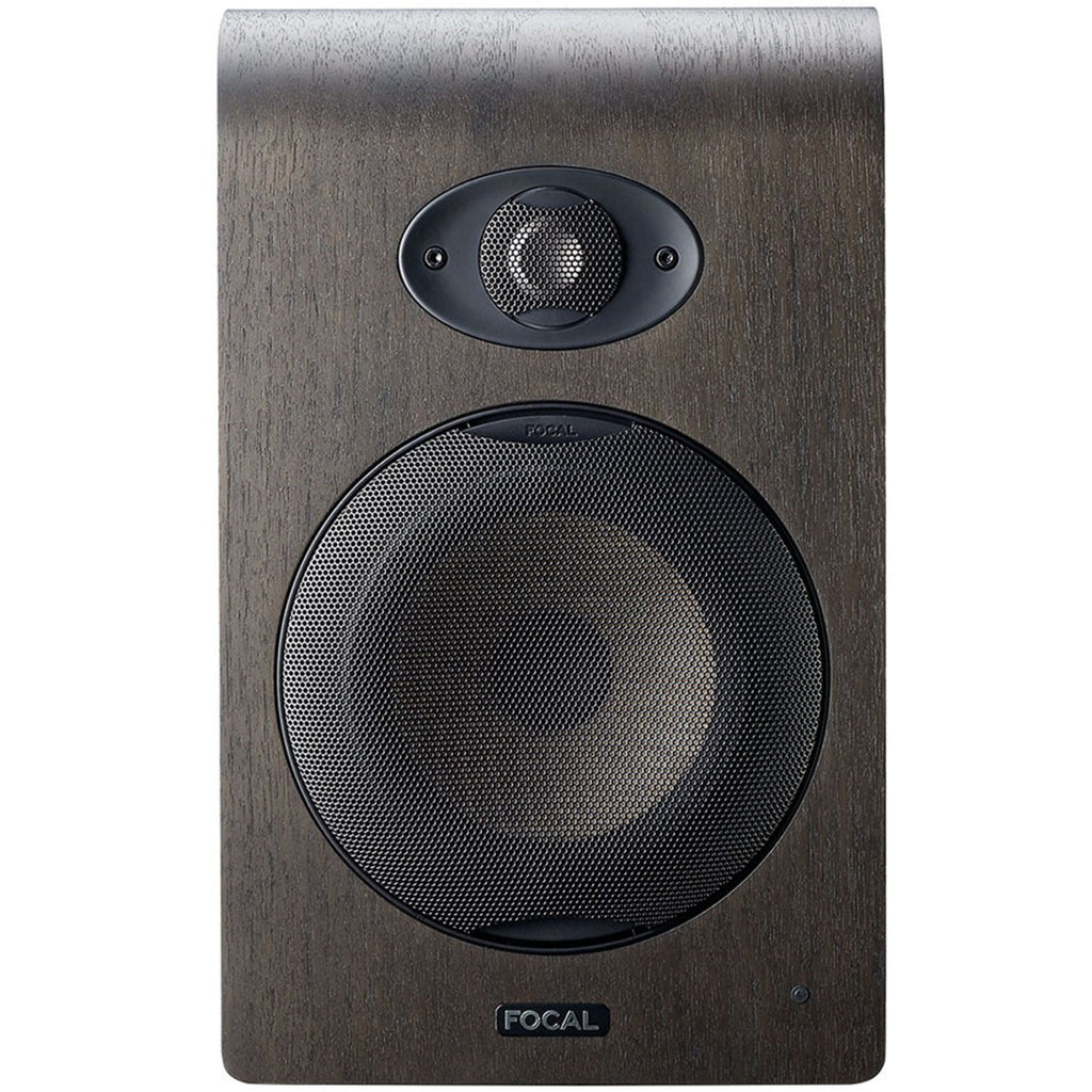 Focal Shape 65 active nearfield monitor speakers with sleek black design and front-facing controls for studio audio mixing.