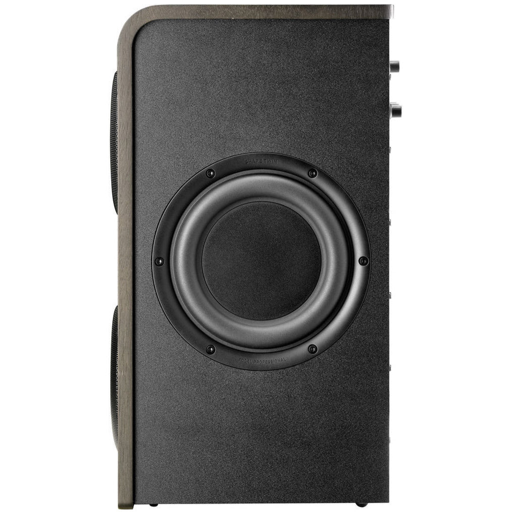 Focal Shape Twin mid-field and main monitor speakers with sleek black design and front-facing controls for professional audio.