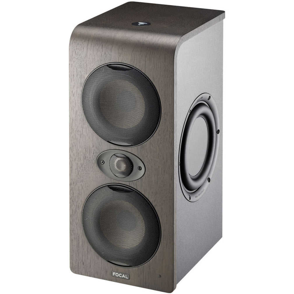 Focal Shape Twin mid-field and main monitors with sleek black finish and advanced speaker drivers for high-quality audio.