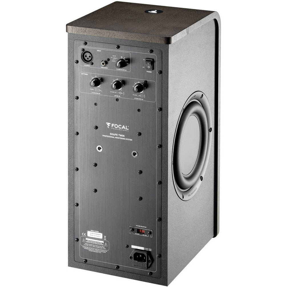 Focal Shape Twin mid-field and main monitors shown with sleek design and dual speaker units for professional audio production.