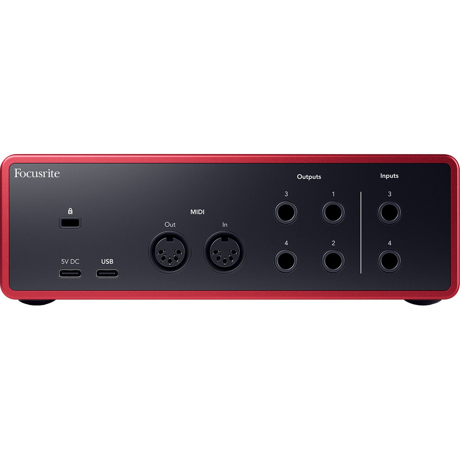 Focusrite Scarlett 4i4 4th Gen audio interface, detail view