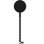 Front view of Pop Audio metal microphone pop filter set, showing the adjustable metal mesh filter for studio recording.