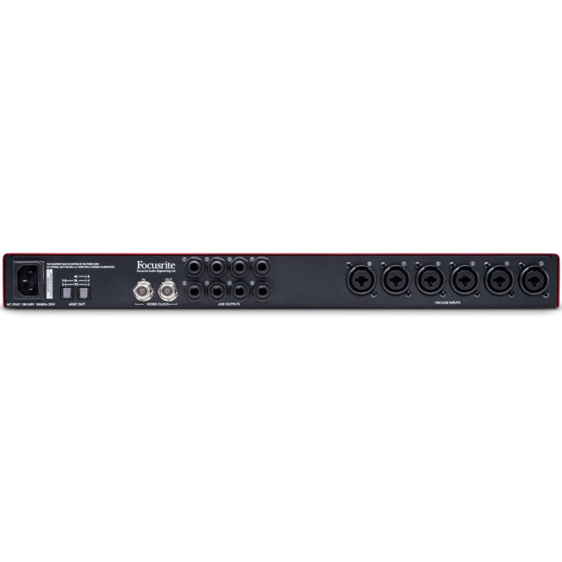 Focusrite Scarlett OctoPre microphone preamp unit with multiple input channels and control knobs for professional audio recording.