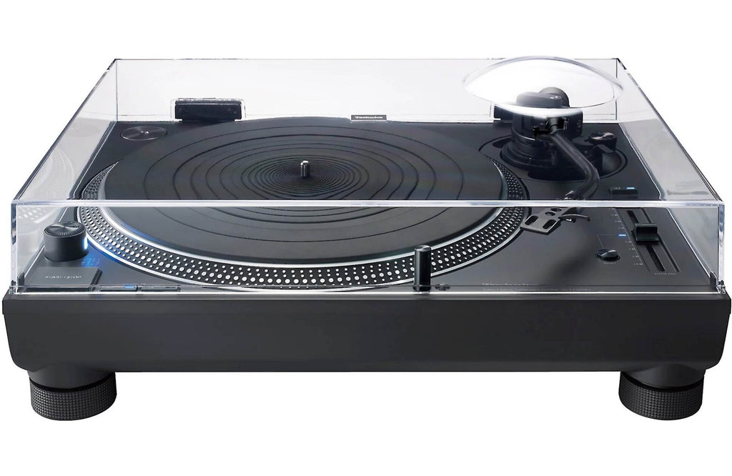 Technics SL-1210GR2 turntable with black matte finish, turntable platter, tonearm, and control buttons visible in the image.