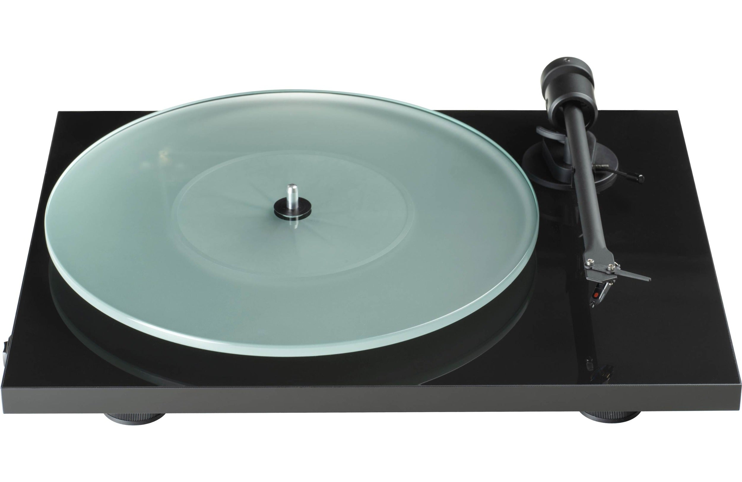 Pro-Ject T1 EVO turntable with sleek wooden plinth and tonearm, showcasing its modern design and high-quality build.