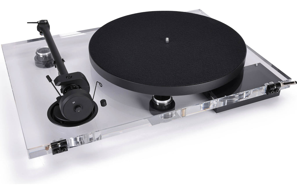 Pro-Ject XA B turntable with sleek design and wooden plinth, featuring a tonearm and platter for high-quality vinyl playback.
