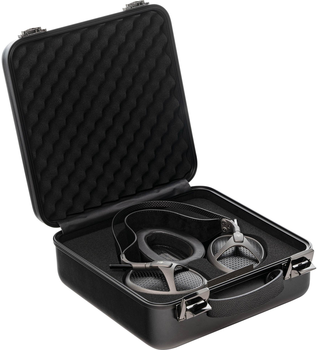 Meze Audio Elite Tungsten wired headphones with sleek black design and cushioned ear cups for immersive sound.