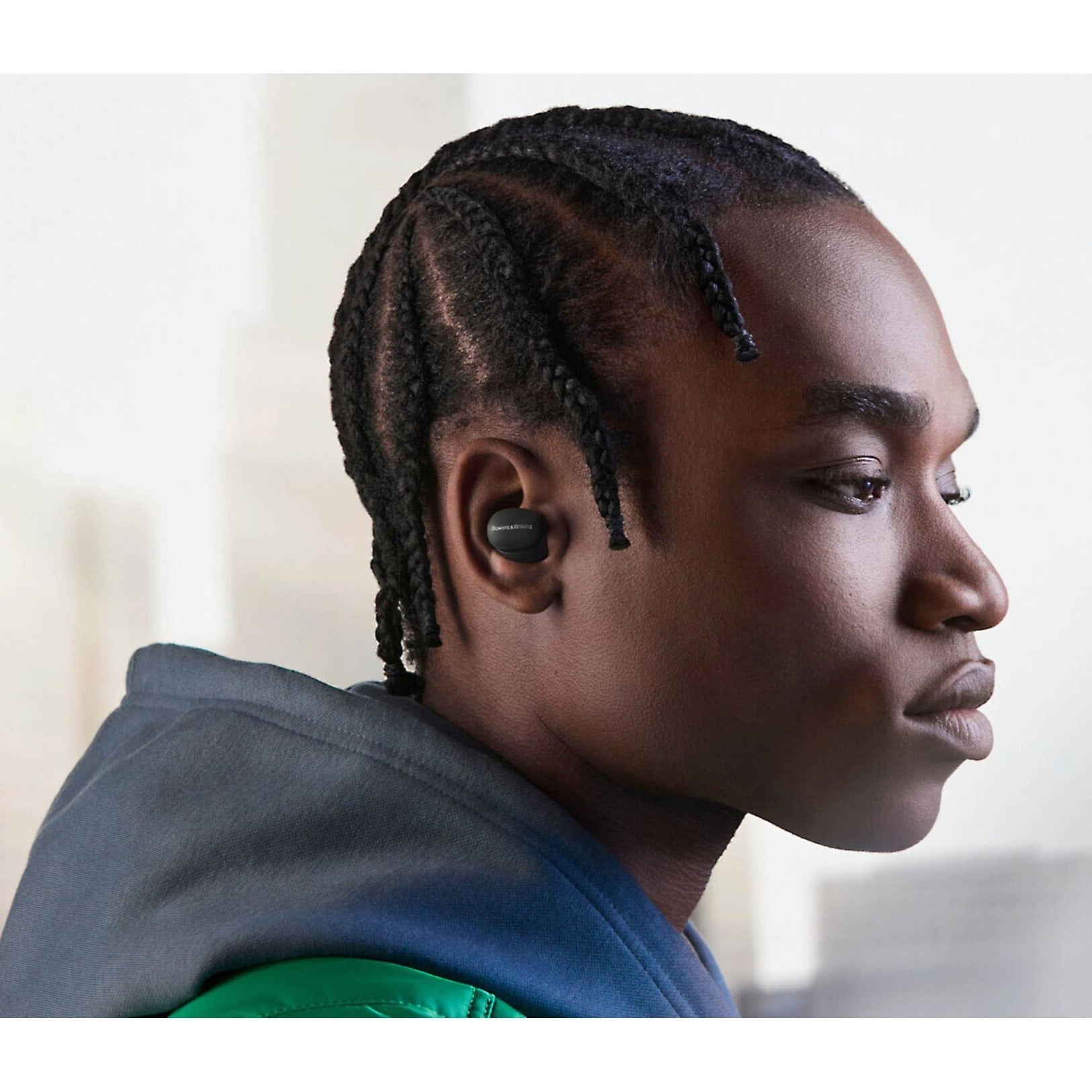 Bowers & Wilkins Pi6 wireless in-ear headphones with sleek black design and in-ear earbuds showing in the image.