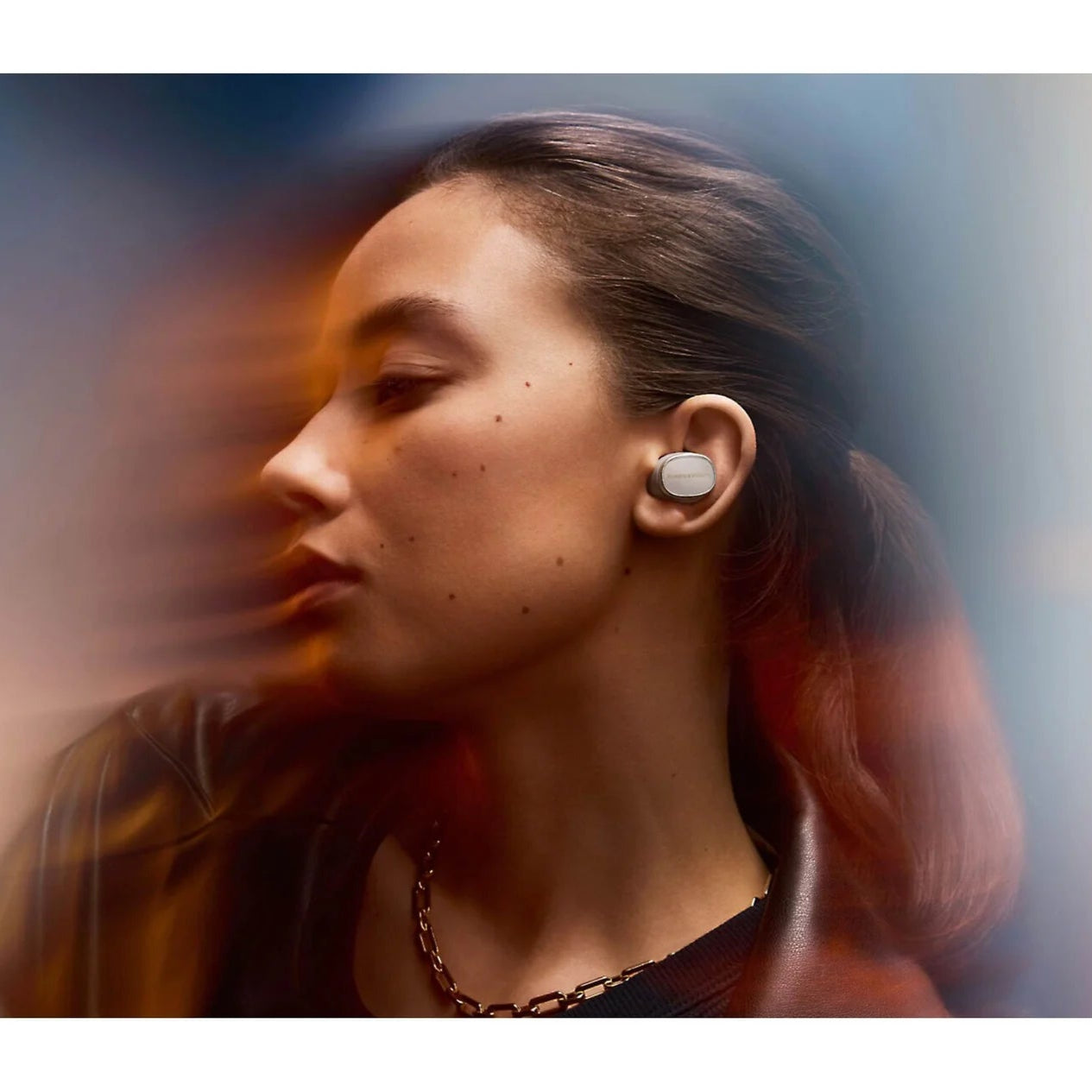 Bowers & Wilkins Pi8 wireless in-ear headphones with sleek design and in-ear earbuds, shown in black color.