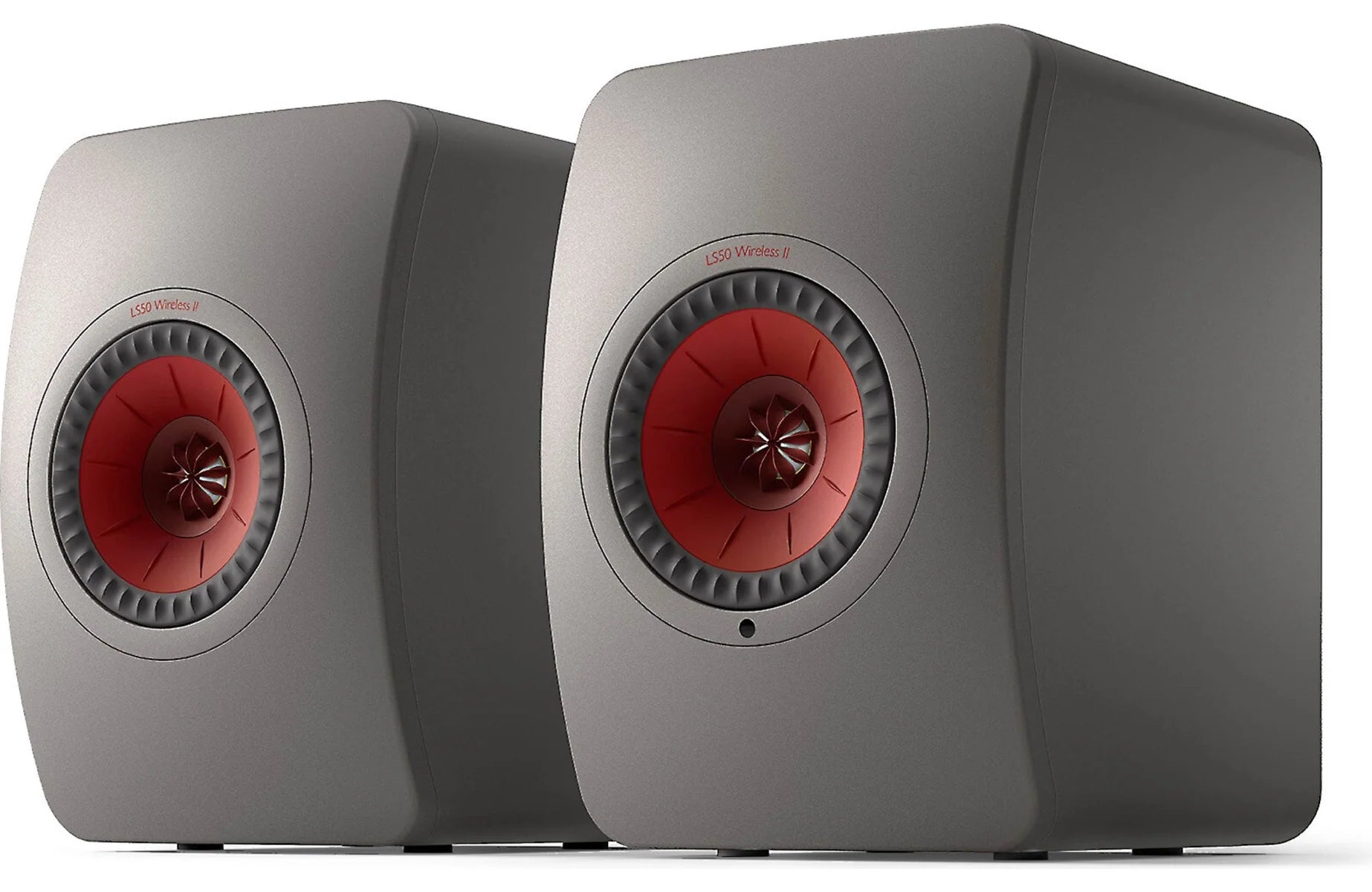 KEF LS50 Wireless II wireless speakers with sleek black design and compact form factor, showcasing modern audio equipment.