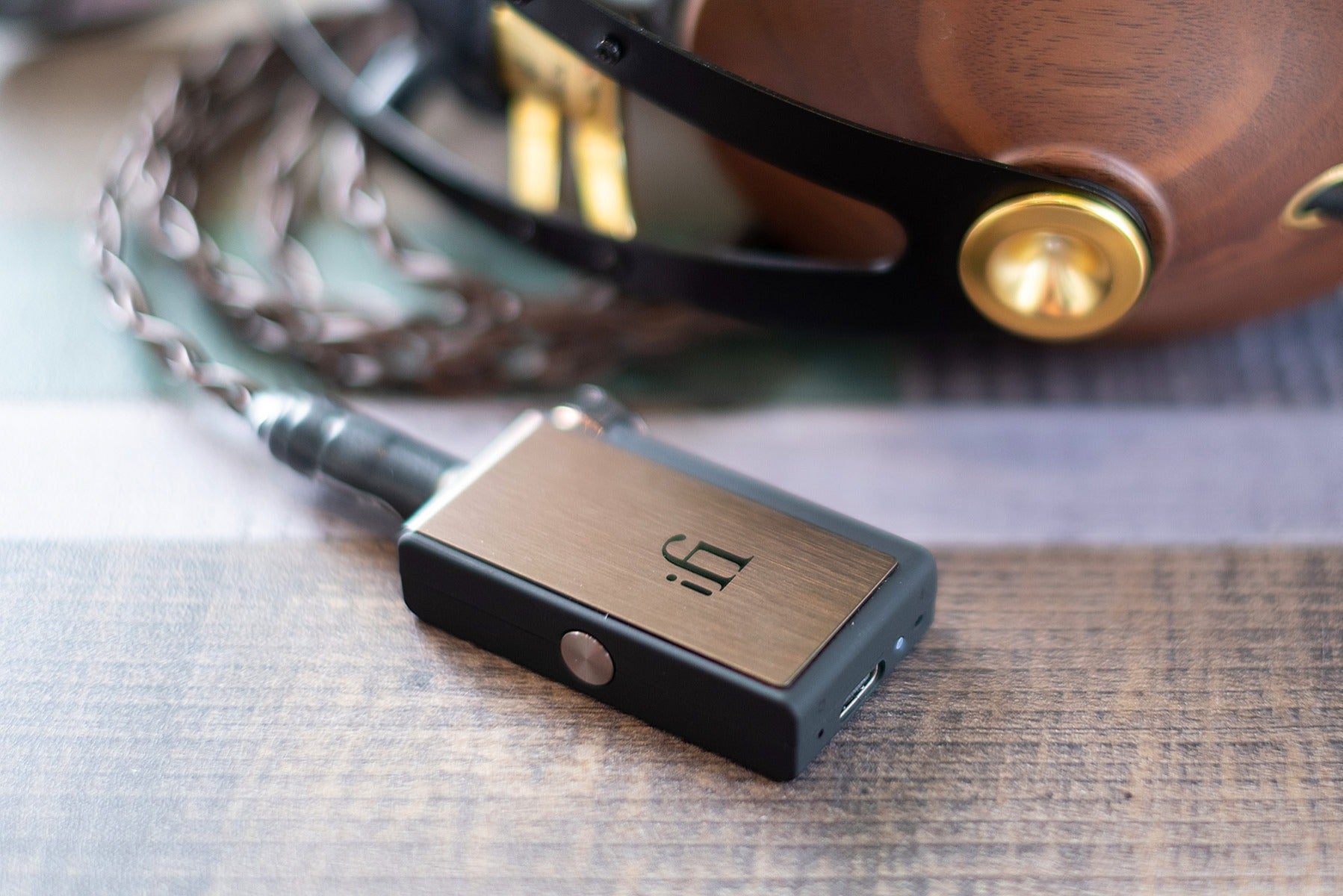 iFi Audio Go BLU headphone amplifier and DAC with sleek design and compact size, shown in the product image.