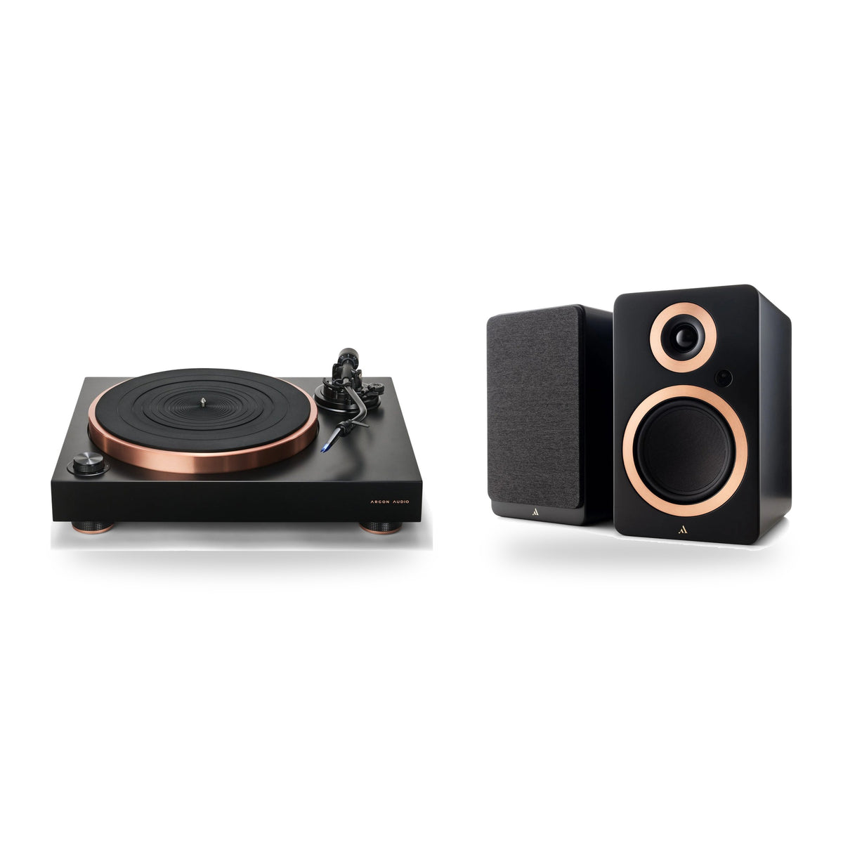 Argon Audio AURORA + Forte A5 MK2 Active Vinyl Setup – Turntable Finish Black, Speaker Finish Black