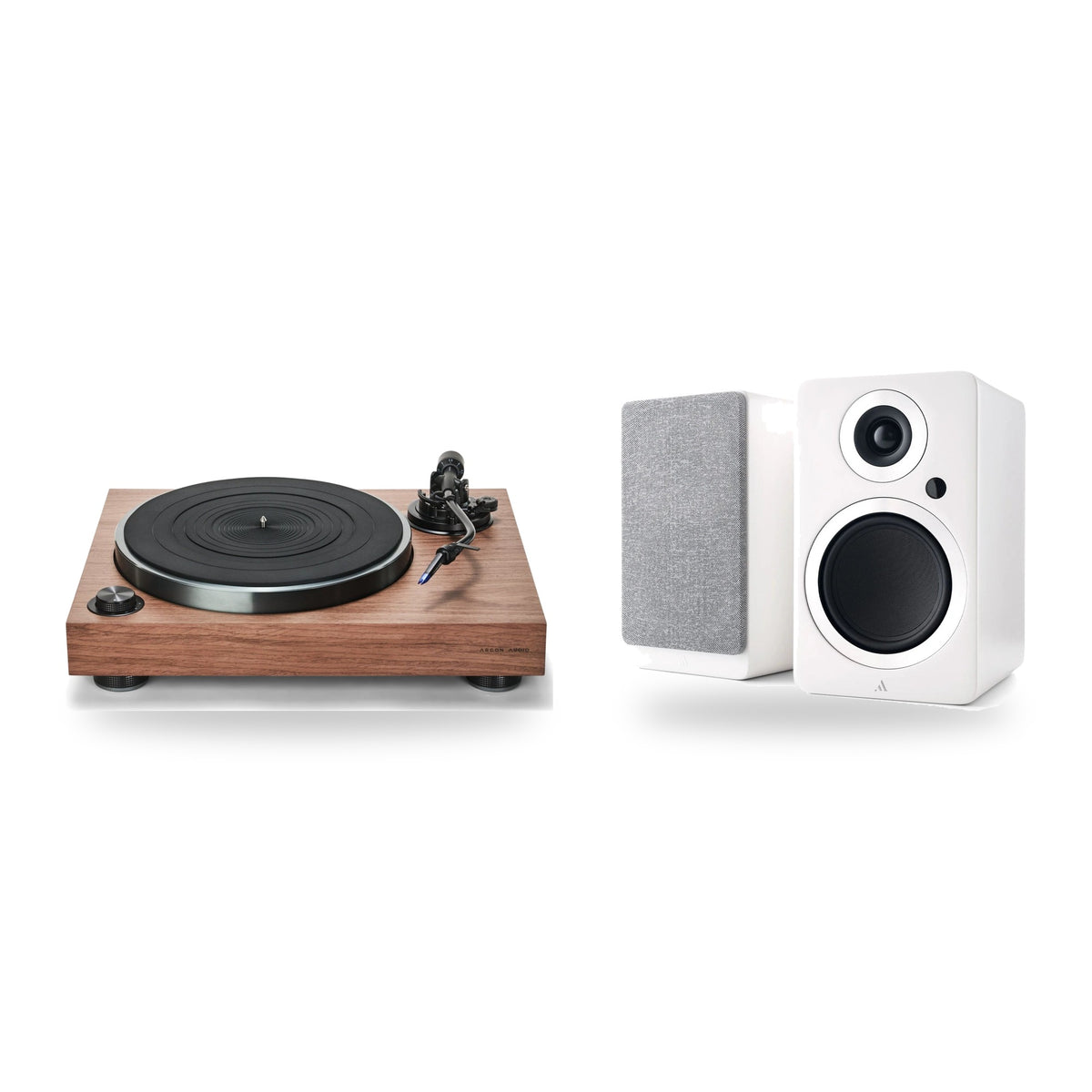 Argon Audio AURORA + Forte A5 MK2 Active Vinyl Setup – Turntable Finish Walnut, Speaker Finish White