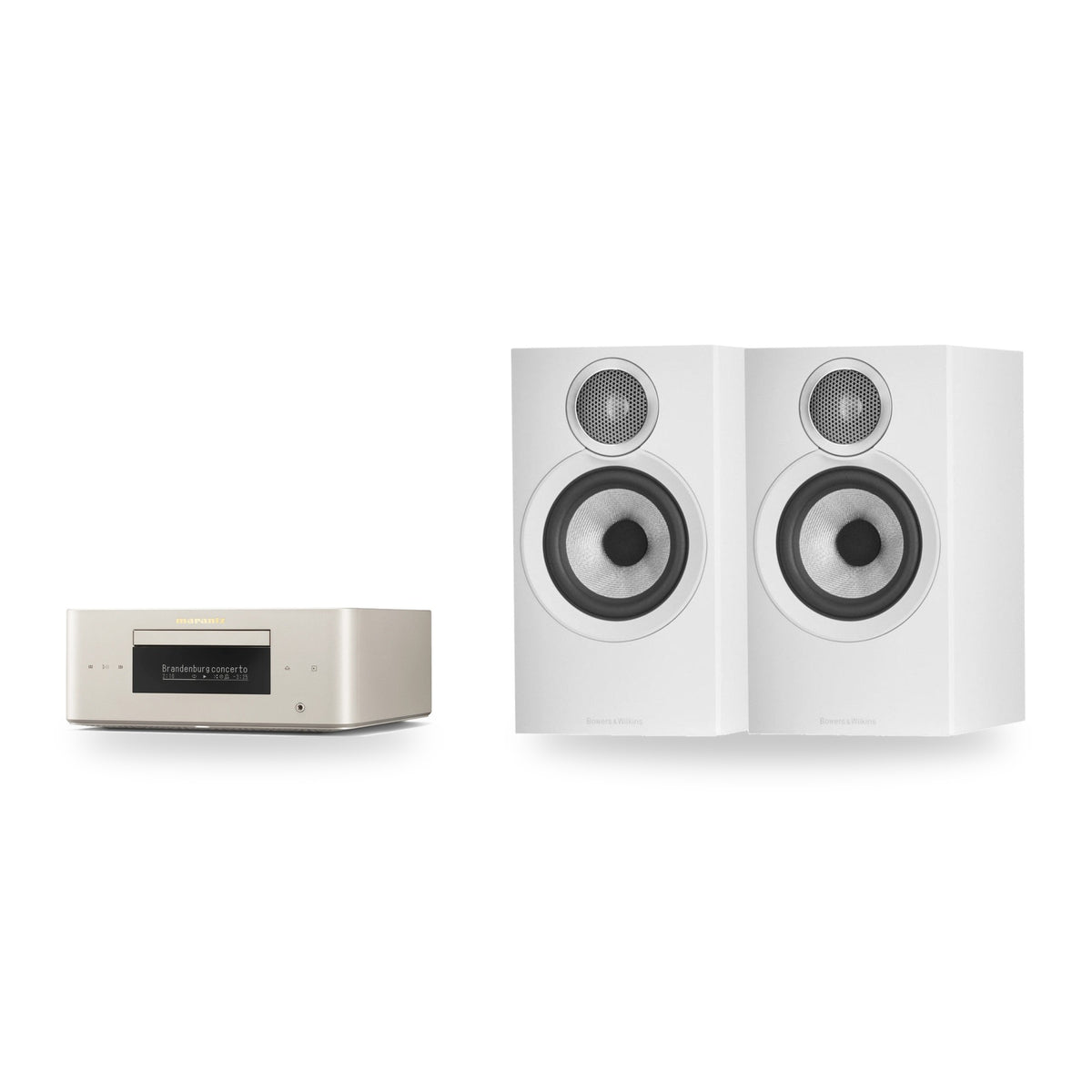 Marantz MCR 60n + Bowers & Wilkins 607 S3 Hi-Fi System – Marantz Finish Marantz Champagne, Speaker Finish White