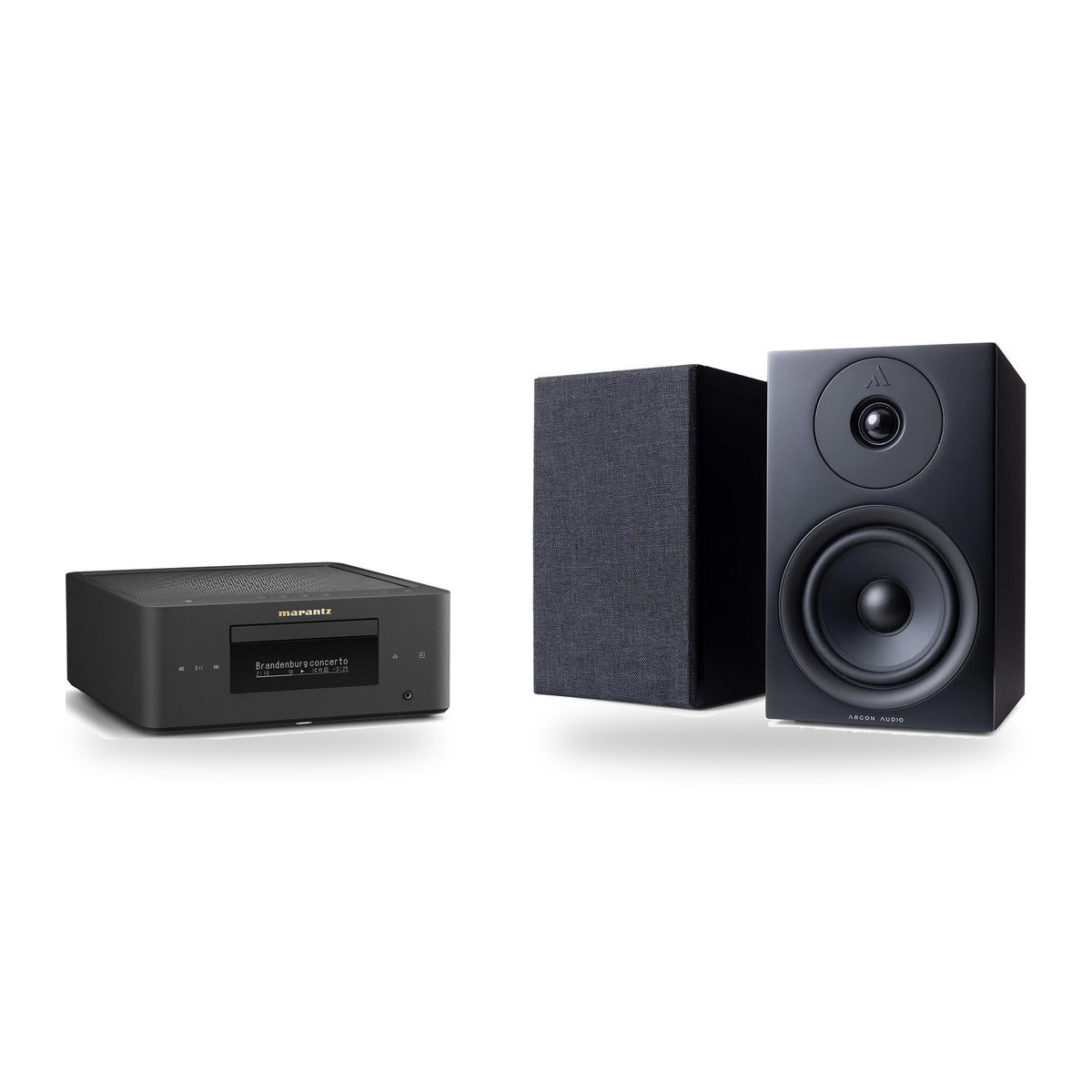 Marantz MCR 60n + Argon Audio Forus 5 Hi-Fi System – Marantz Finish Matte Black, Speaker Finish Black