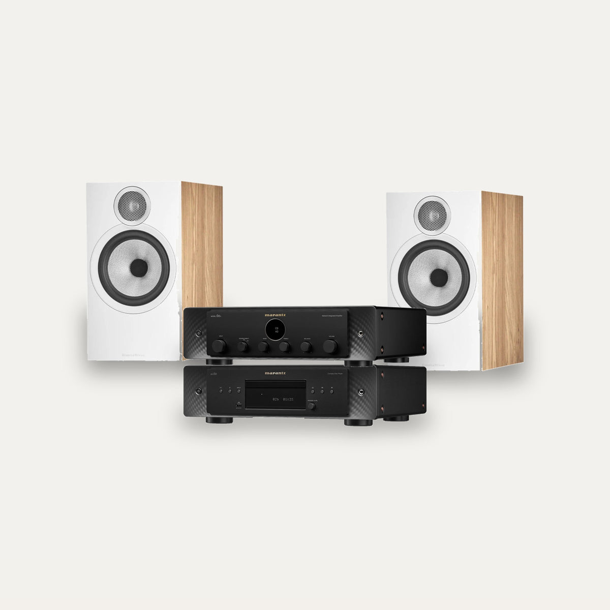 Marantz MODEL 60n + CD 60 + Bowers & Wilkins 606 S3 System – Amplifier Finish Black, CD Player Finish Black, Speaker Finish Oak