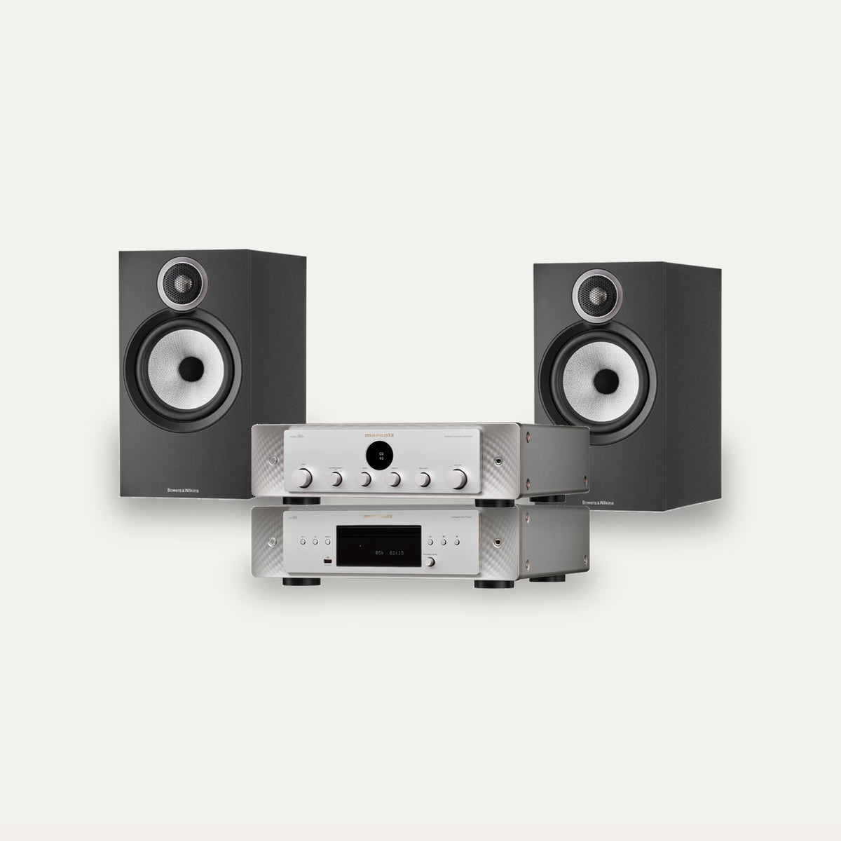 Marantz MODEL 60n + CD 60 + Bowers & Wilkins 606 S3 System – Amplifier Finish Silver Gold, CD Player Finish Silver Gold, Speaker Finish Black