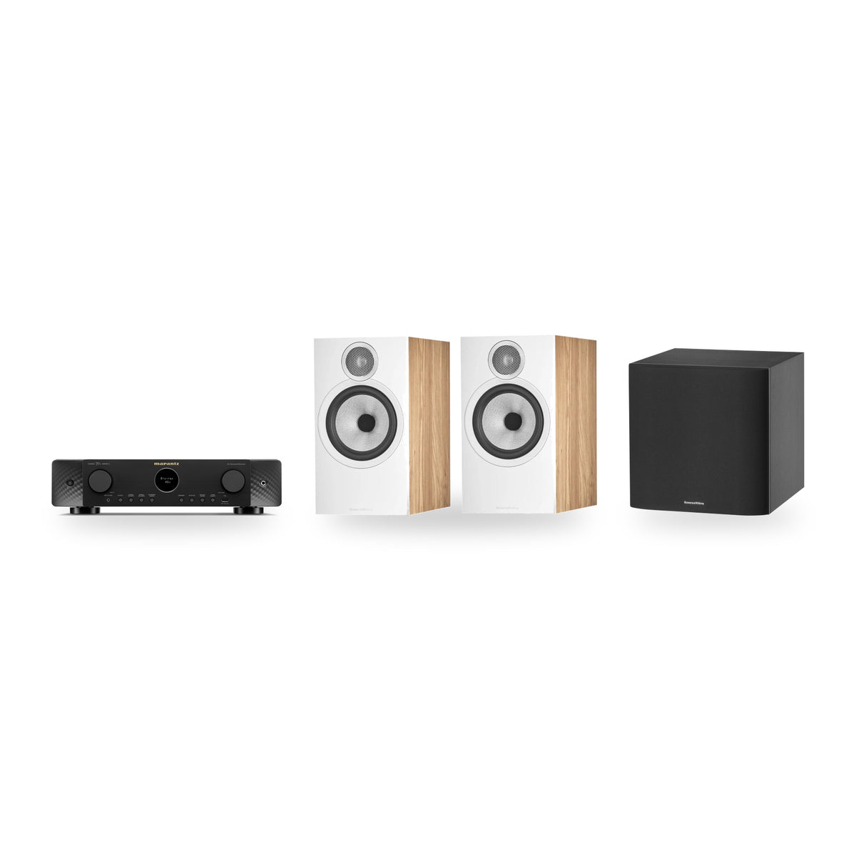 Marantz CINEMA 70s Series 2 + Bowers & Wilkins 606 S3 + ASW608 2.1 Cinema Set – Receiver Finish Black, Speaker Finish Oak