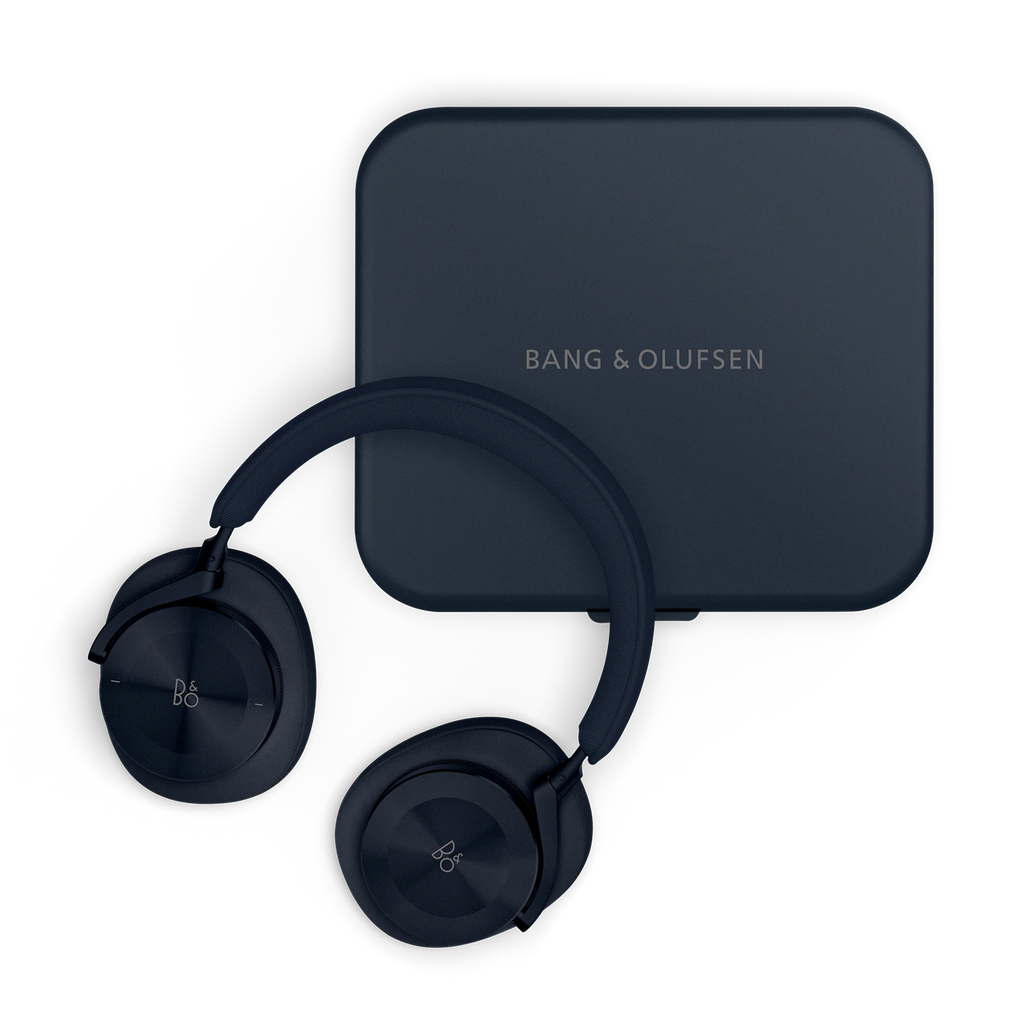 Blue Bang & Olufsen Beoplay H95 wireless headphones with cushioned ear cups and headband, showcasing sleek design.
