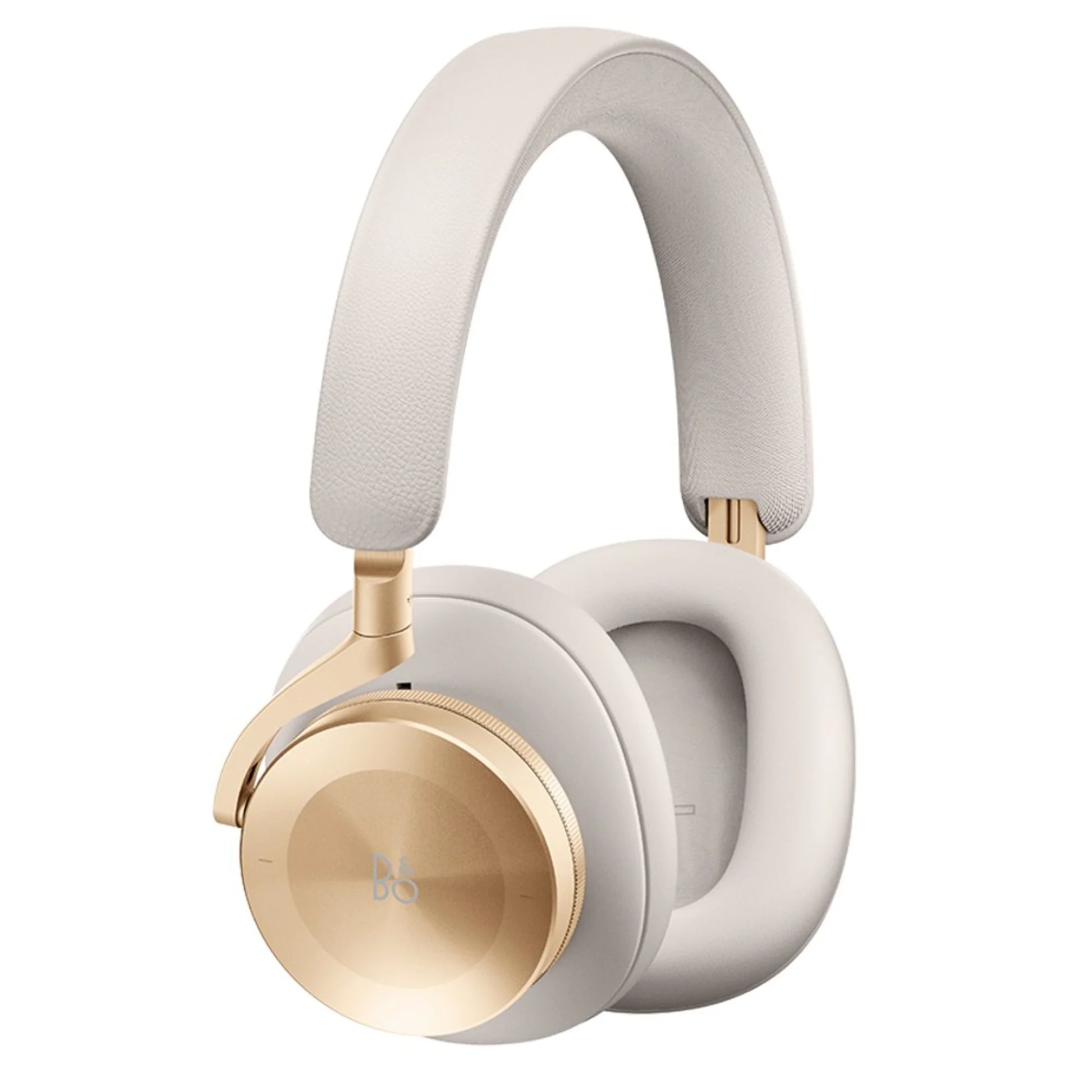 Bang & Olufsen Beoplay H95 wireless headphones in gold, showing sleek over-ear design with plush ear cushions.