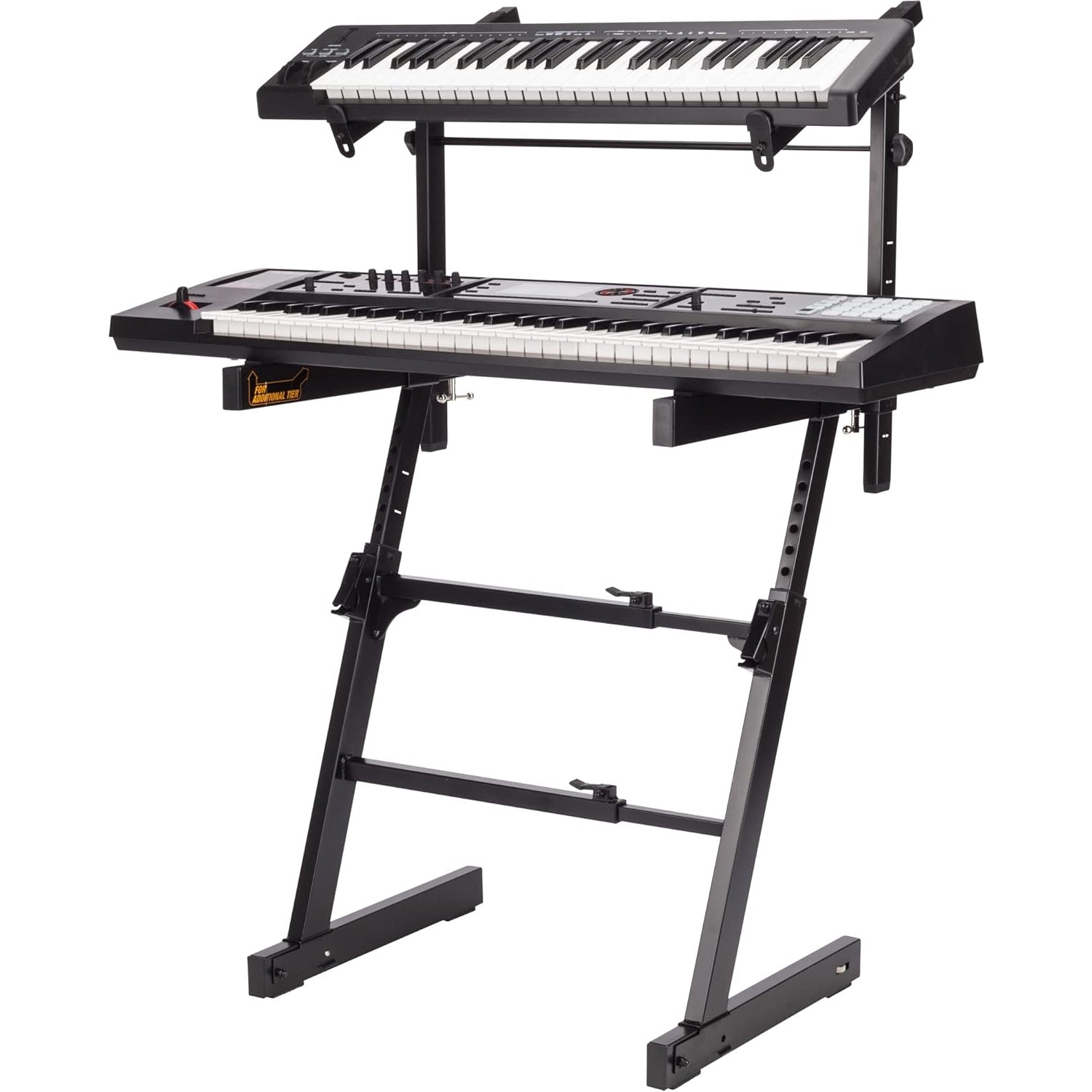Hercules Stands KS410B keyboard stand with adjustable arms and sturdy metal construction for secure instrument support.