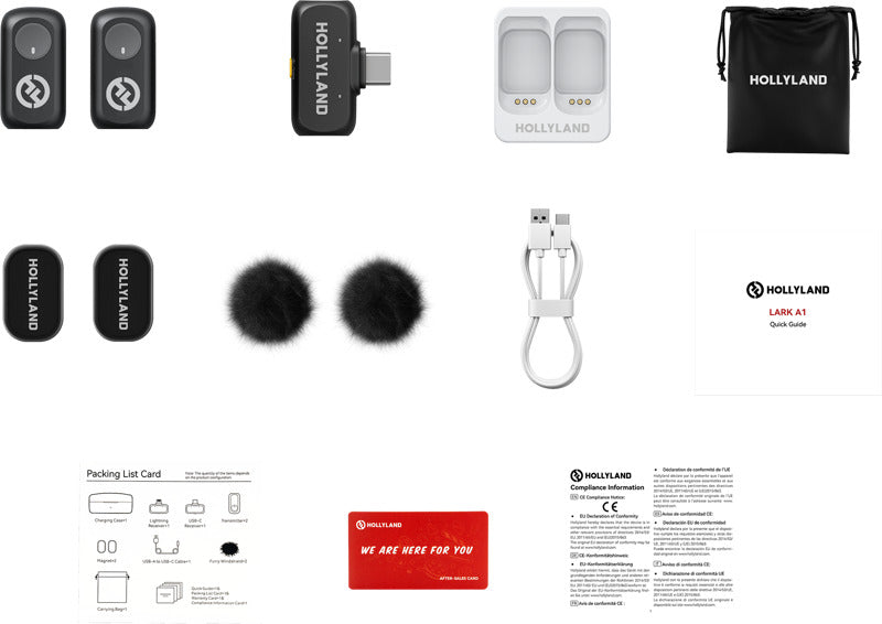 Hollyland Lark A1 Mini Duo (USB-C) wireless microphone system, close-up