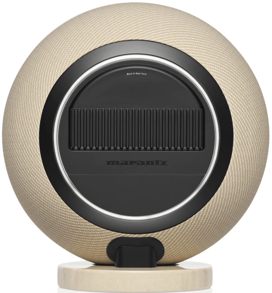 Marantz Horizon wireless speakers in champagne finish, showing sleek design and compact size for high-quality audio.