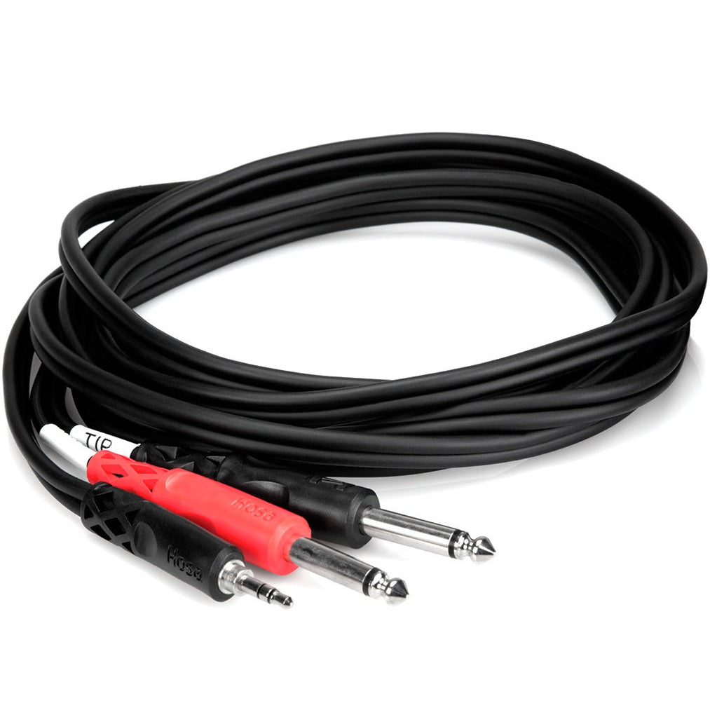 Hosa CMP-159 3.5mm TRS - Dual 6.3mm TS Y-Cable 3m, coiled