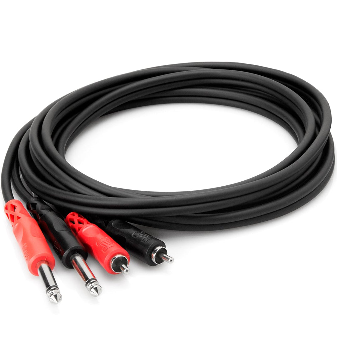 Hosa CPR-201 Dual 6.3mm TS - Dual RCA Cable 1m, in red, coiled