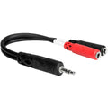 Hosa YMM-261 3.5mm TRS - Dual 3.5mm TSF Cable 0.15m, full cable view