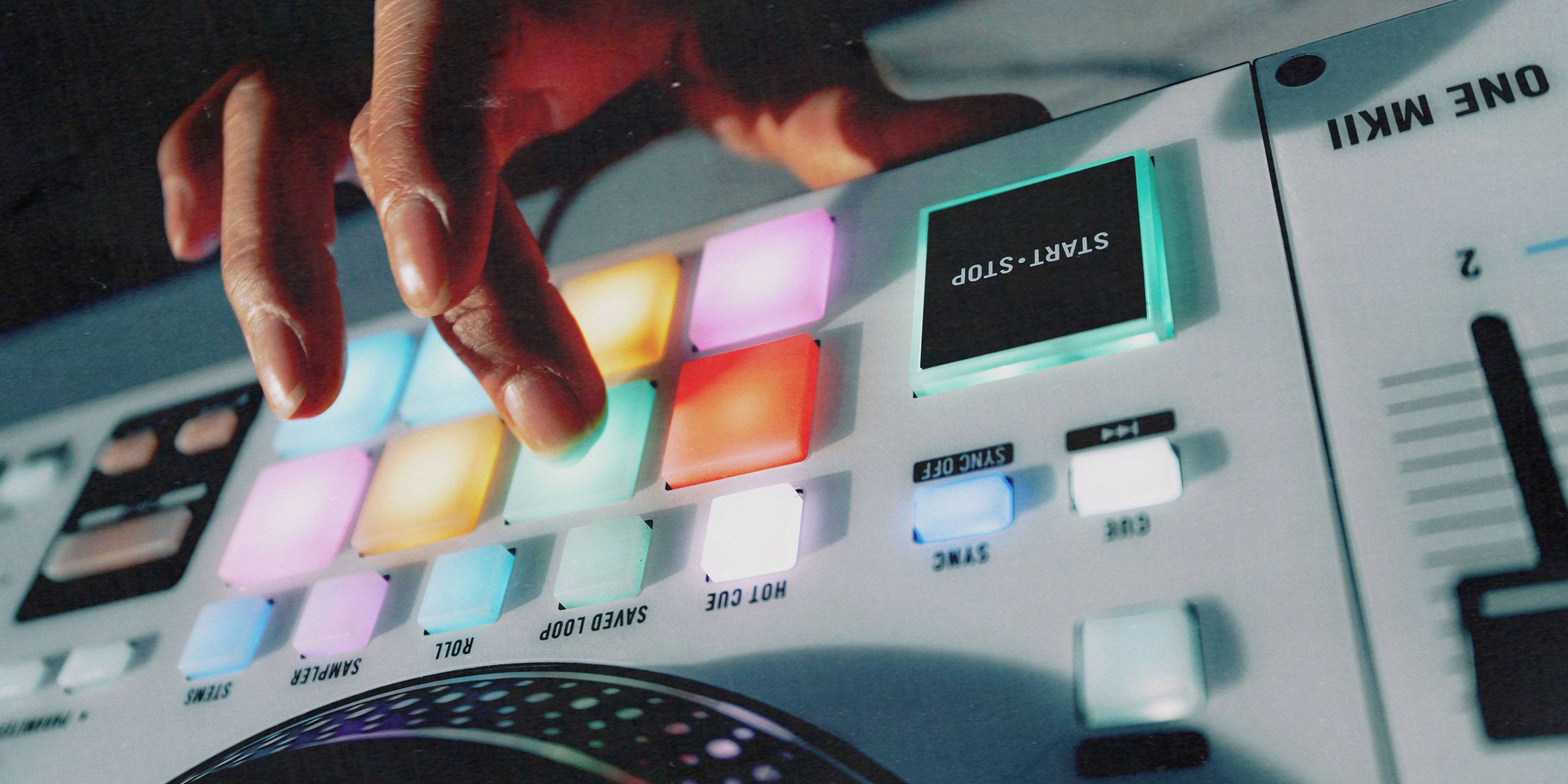 Rane One MKII DJ controller with jog wheels, faders, and control knobs for professional mixing and performance.
