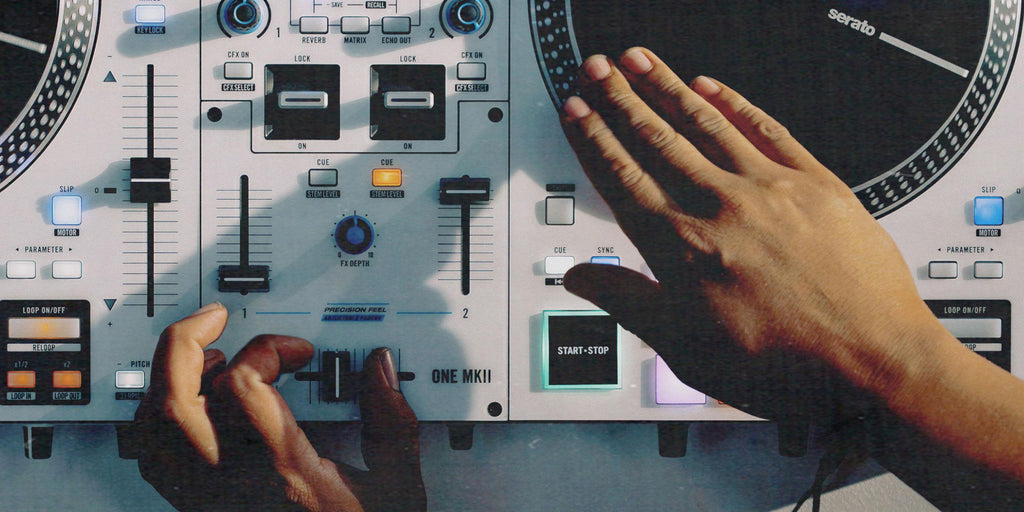 Rane One MKII DJ controller with jog wheels, mixer controls, and performance pads for professional DJing.