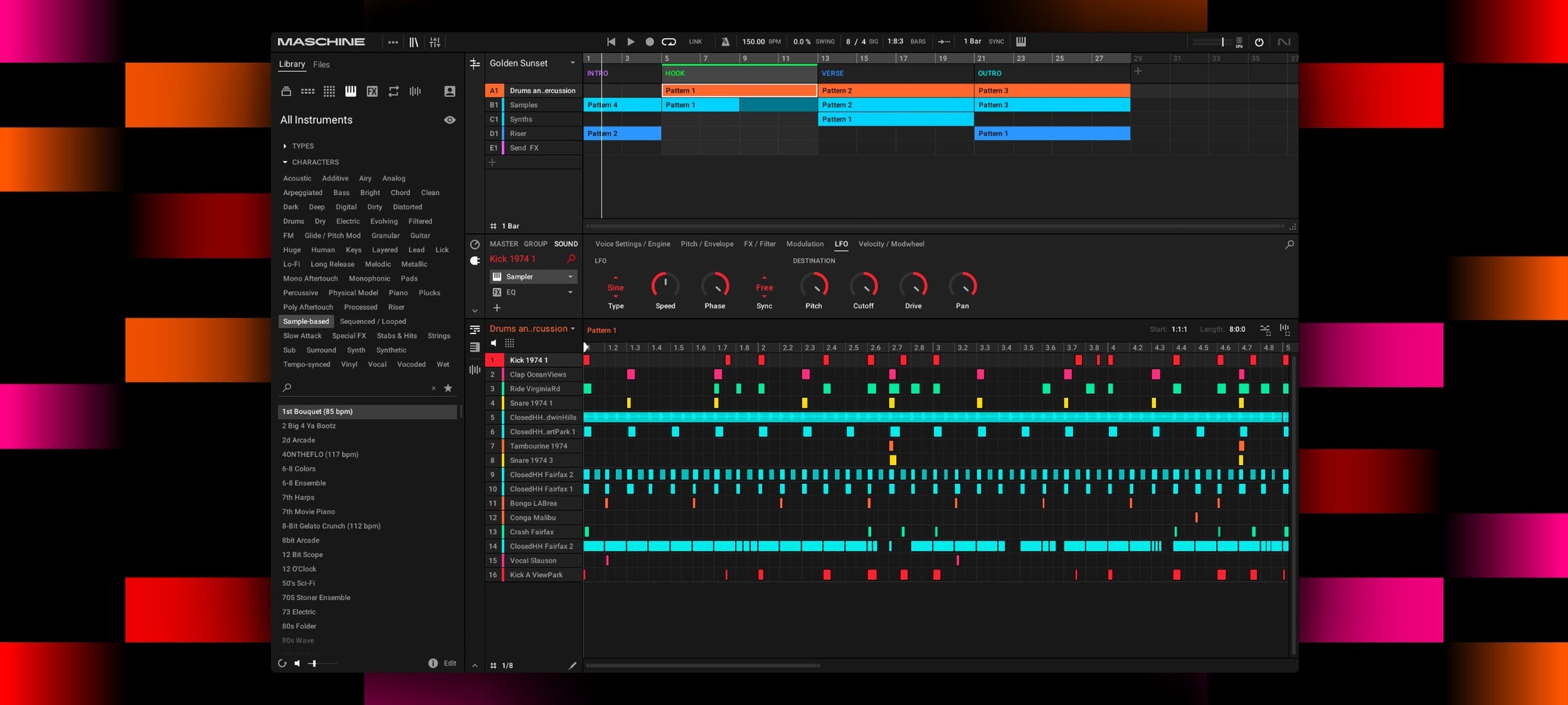 Native Instruments Maschine 3 Bundle music production software interface with pads and controls for music creation and production.