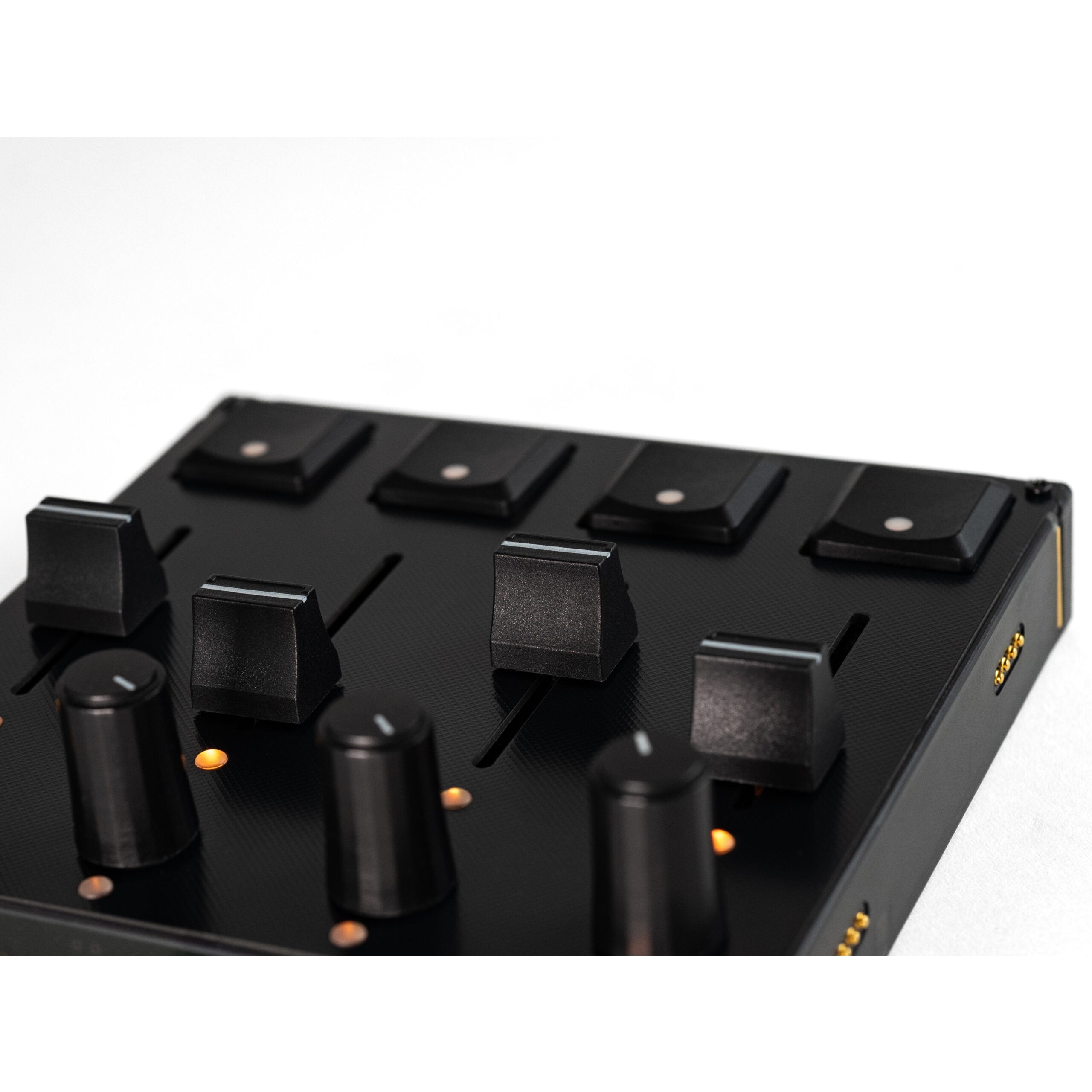 Intech Studio PBF4 Linear Mechanical Series 3 MIDI controller with black keys and sleek design, showing the keyboard layout.