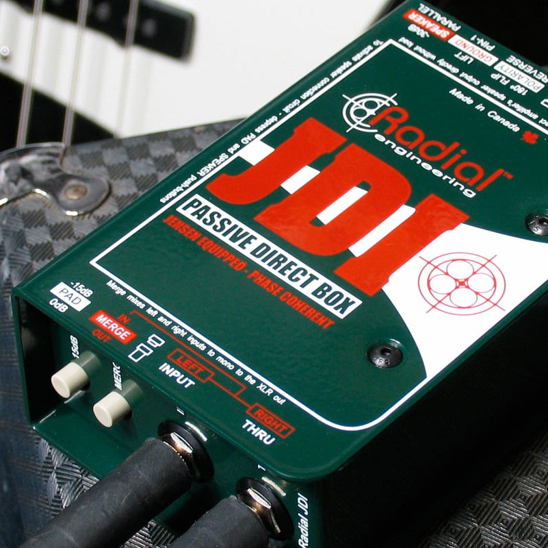Radial Engineering JDI mono DI box with rugged construction and professional audio interface for live sound and studio use.