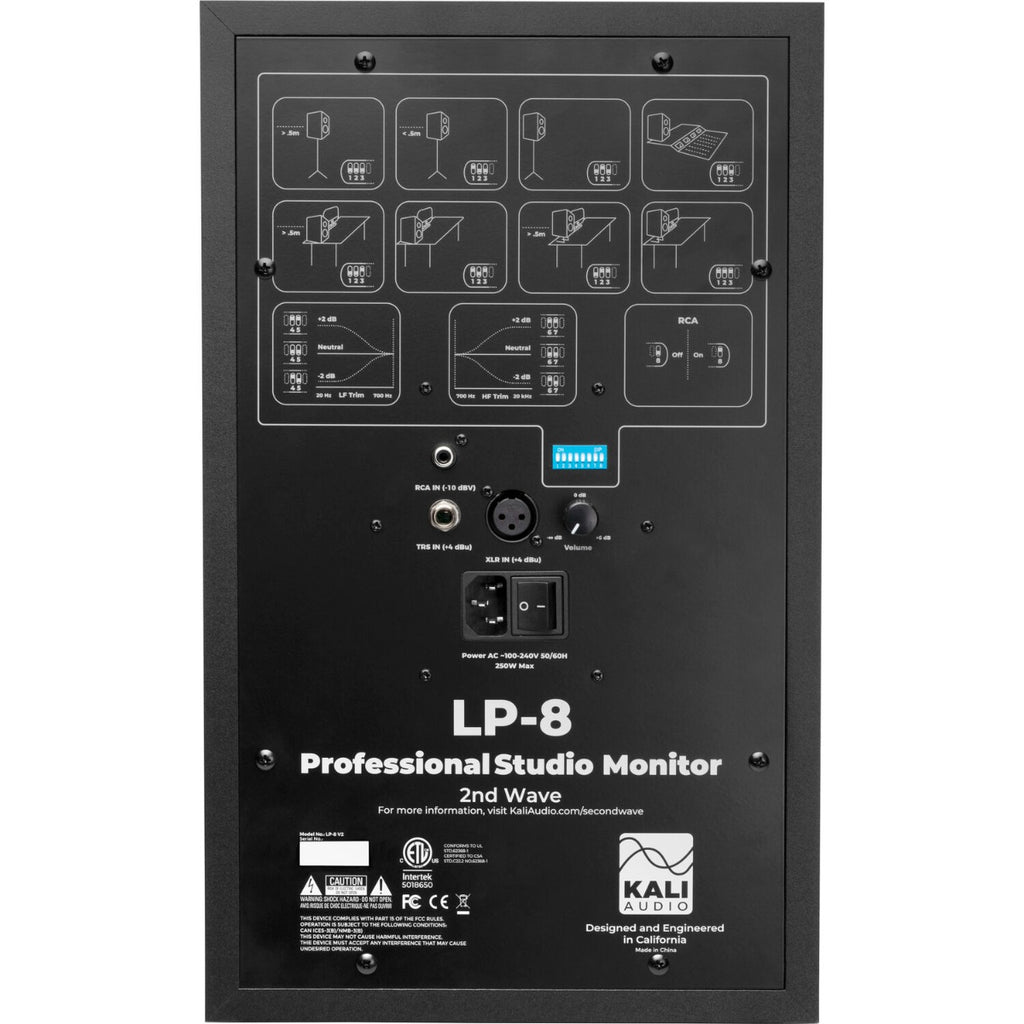 Kali Audio LP-8 V2 active nearfield monitors, in black, front view