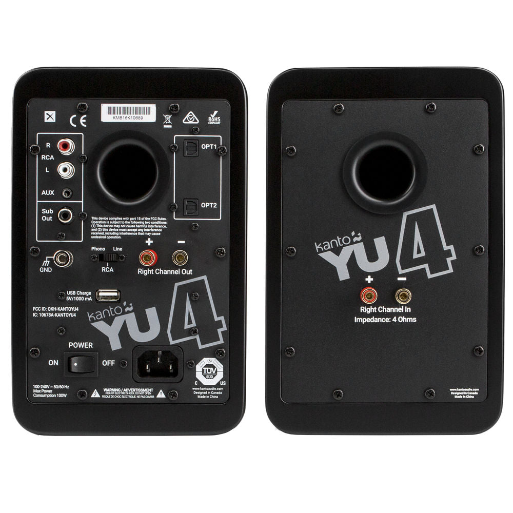 Kanto Audio YU4, wireless speakers, side, matte black