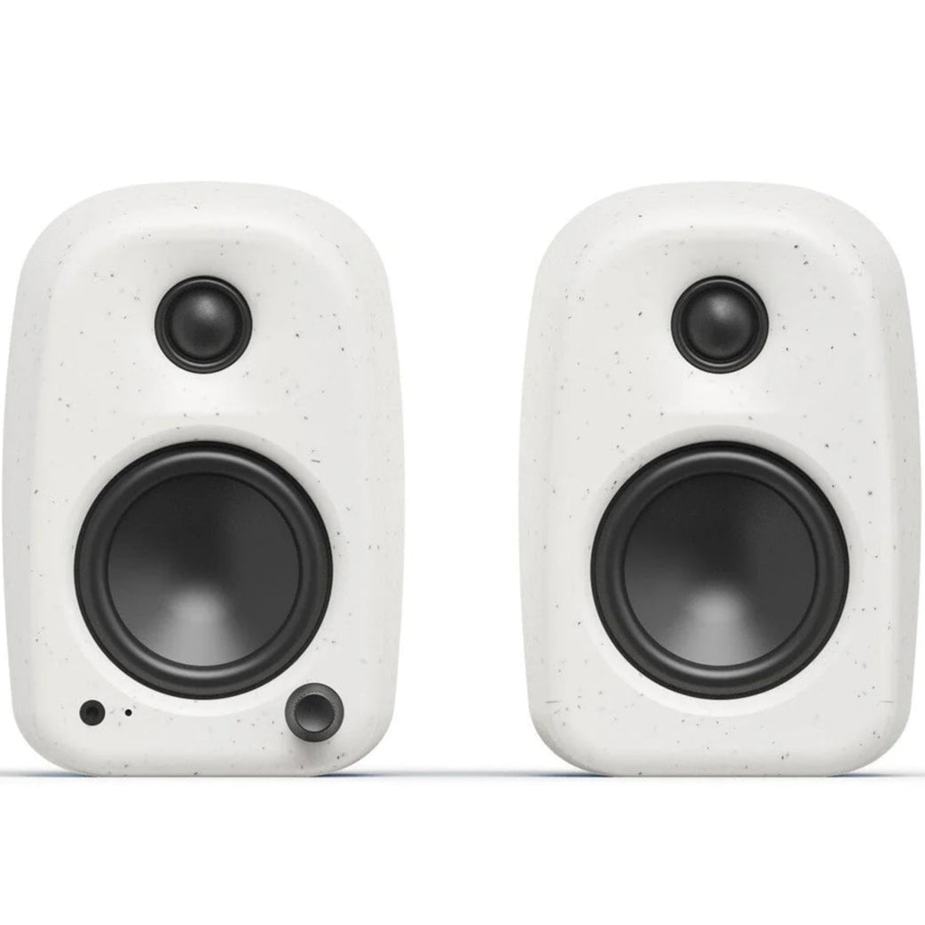 Kanto Audio UKI desktop speakers with Bluetooth, active bookshelf speakers, black finish, compact design, and 100W power output.