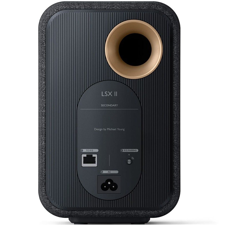 KEF LSX II, active bookshelf speakers, back, carbon black
