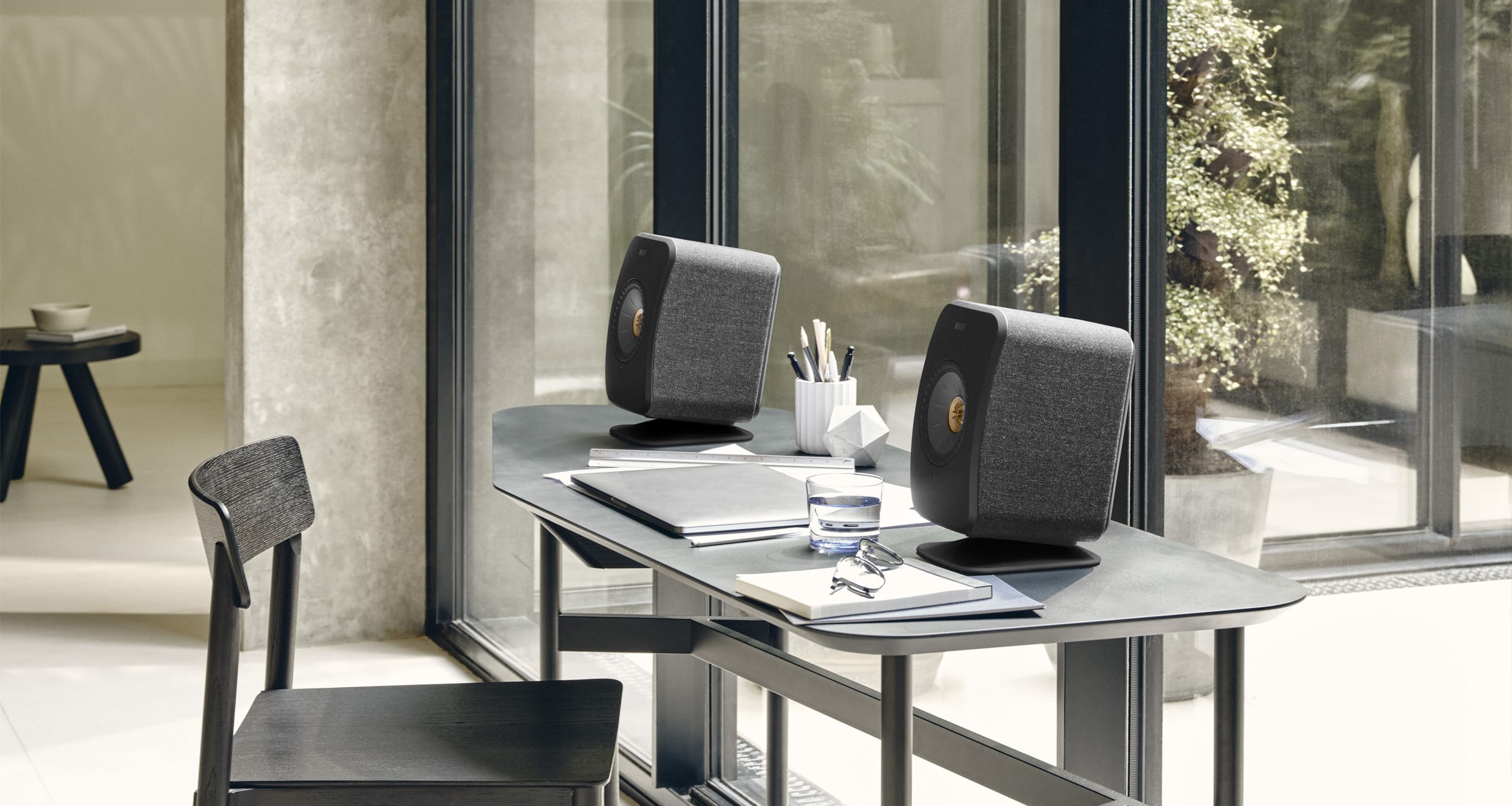 KEF P1 Desk Pad speaker stands, top