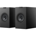 KEF Q3 Meta passive bookshelf speakers shown with sleek black cabinets and stylish design for high-quality audio.