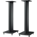 KEF S2 speaker stands designed for KEF LS50 speakers, featuring sleek black metal construction and adjustable height.