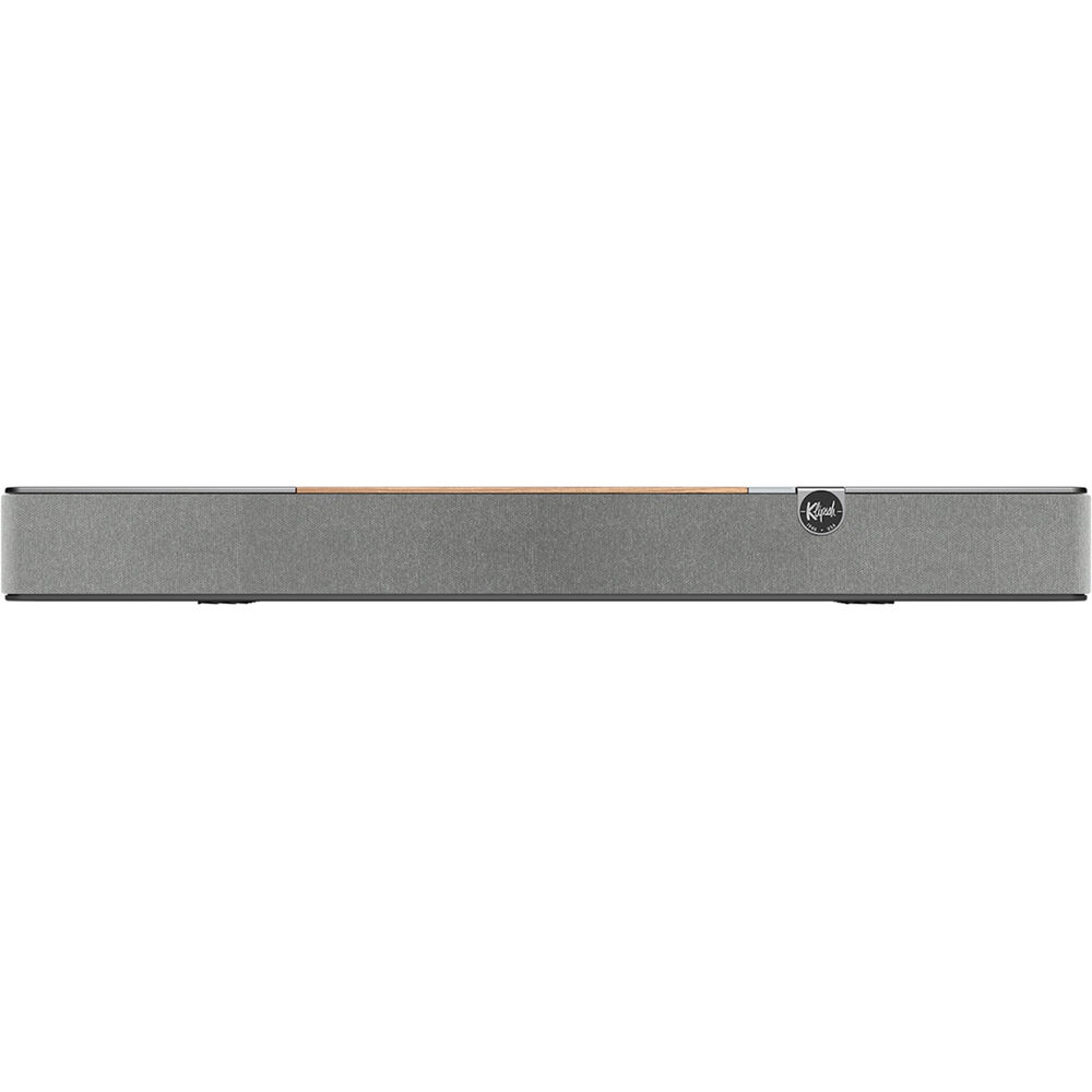 Klipsch Flexus Core 100 soundbar, front grille view walnut.